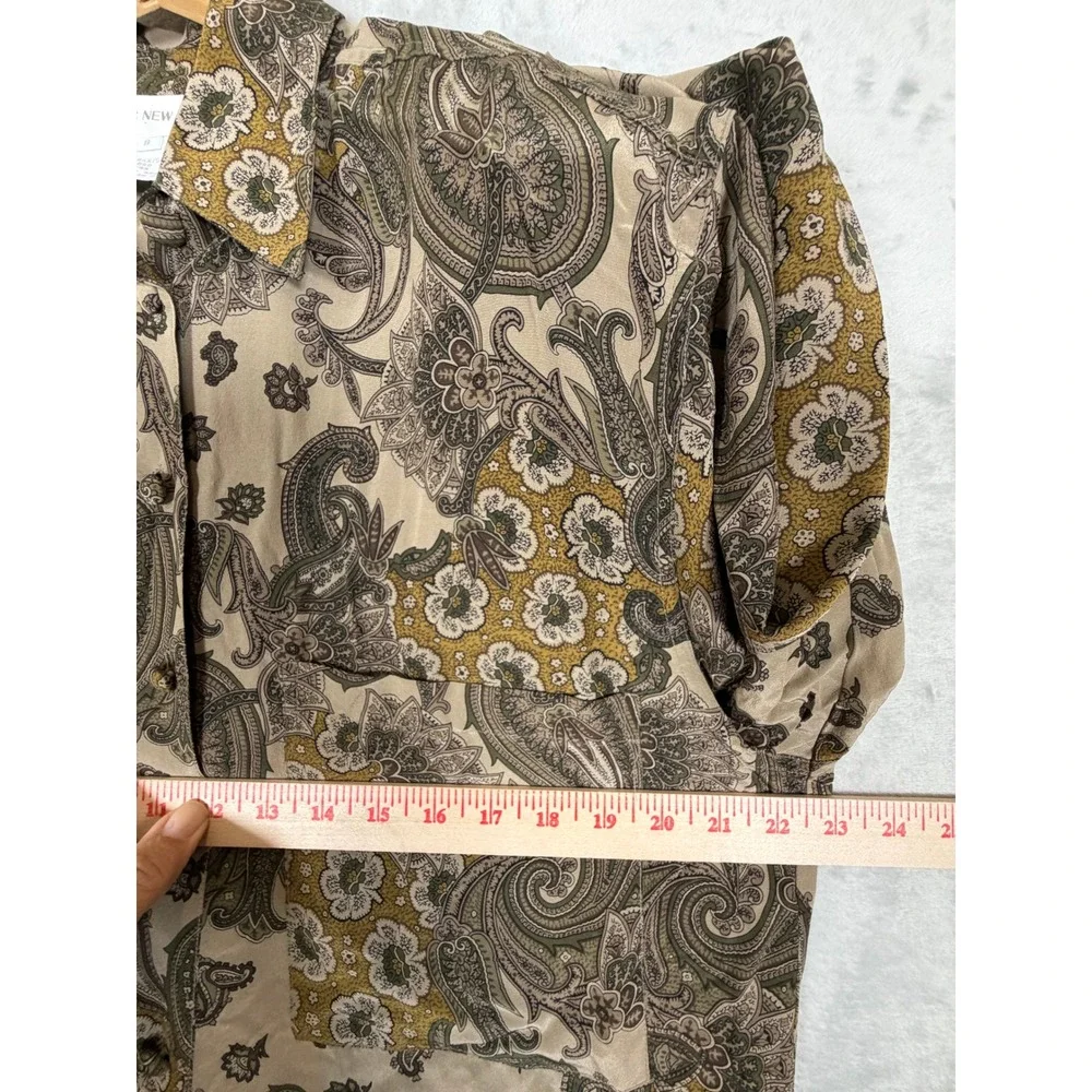 VTG Jones New York 100% Silk Blouse Skirt Brown Paisley 100% Silk 2 Piece Set - Picture 6 of 16